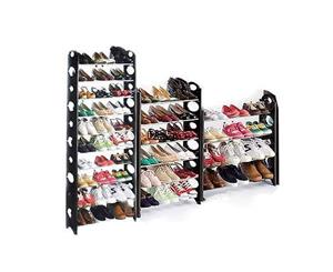 10 Tier Black Shoe Stackable Storage Rack - Capacity For 30 Pairs Shoes