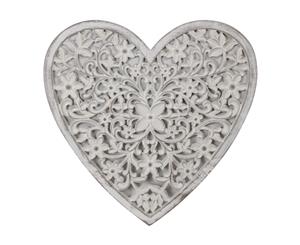 1pce 45X45CM White Filigree Mandala Design Flower Heart Wall Art Wooden - White