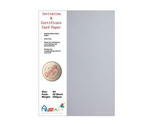 20pce Watermark Certificate / Invitation Card Paper 250gsm A4 Acid Free - White