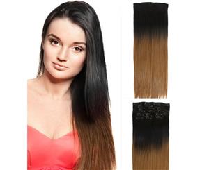 22" Twotone Ombre High Grade Brown Straight 7Piece 16Clips Hair Extension 06