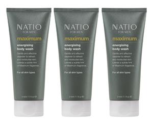 3 x Natio For Men Maximum Energising Body Wash 210mL