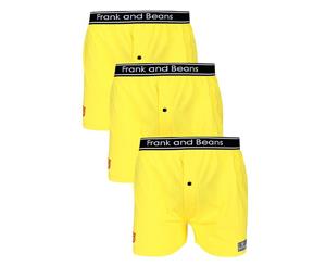 3x - Boxer Shorts Frank and Beans Underwear Mens 100% Cotton S M L XL XXL - Yellow