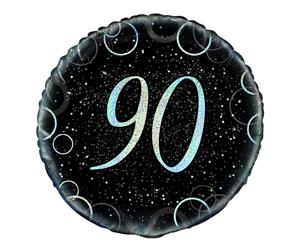 45cm Glitz Silver 90th Birthday Foil Balloon