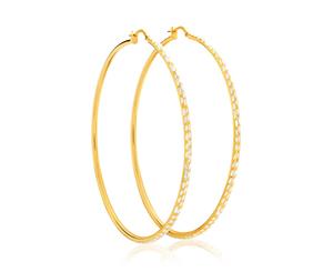 9ct Yellow Gold Silver Filled 60mm Hoop Earrings with diamond cut feature