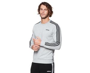 Adidas Essentials 3-Stripe French Terry Crew - Grey Heather/Black