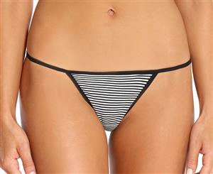 Ambra Women's Seamless Singles Brazilian String - Black/White