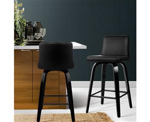 Artiss 2x Felipe Wooden Bar Stools Swivel Bar Stool Kitchen Chairs Black