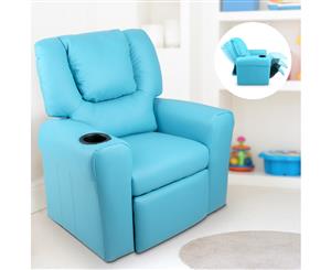 Artiss Luxury Kids Recliner Sofa Children Lounge Chair PU Couch Armchair Blue