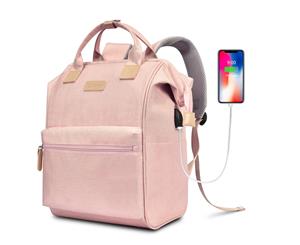 BRINCH Laptop Backpack 14.6 Inch Wide Open Computer Backpack Laptop Bag-Rose gold