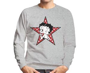 Betty Boop Polka Dot Star Men's Sweatshirt - Heather Grey