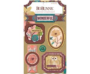 BoBunny Floral Spice Adhesive Layered Chipboard 6 pack