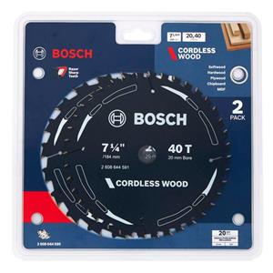 Bosch 184mm 20T & 40T TCT Circular Saw Blade Set for Wood Cutting - CORDLESS - 2 Piece