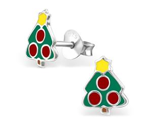 Children's Sterling Silver Christmas Tree Ear Studs