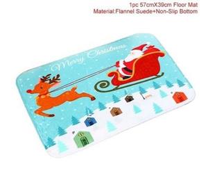 Christmas Door Floor Mat Blue Rectangle Non Slip Floormat New