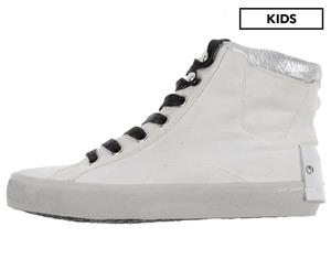 Crime London Girls' High Top Sneaker - White