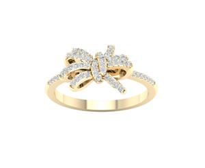 De Couer 9KT Yellow Gold Diamond Knot Ring (1/6CT TDW H-I Color I2 Clarity)