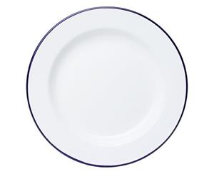 Falcon Enamel Dinner Plate 26cm - White with Blue Rim