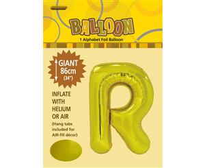 Gold R Alphabet Foil Balloon 86cm