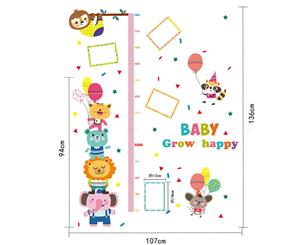 Happy Animal Height Measure Wall Stickers Decals (Size136cm x 107cm)