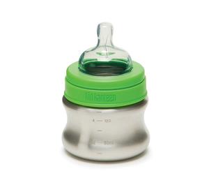 Klean Kanteen Stainless Steel Baby Bottle w/ Medical Grade Nipple 5oz 148ml - Stainless steel/green