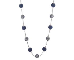 Lovisa Navy Gunmetal Wrapped Bead Station Necklace