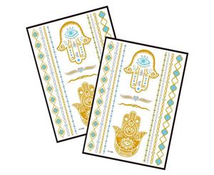 Metallic Temporary Tattoo Gold Silver Glitter Party Body Sticker Waterproof 2 Sheets 008