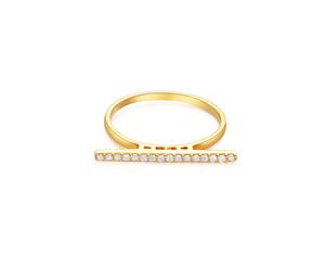 Pave Bar Statement Ring in Sterling Silver Gold Plated