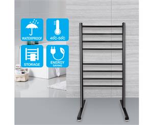 ROUND 8 HEAT RODS FREE STANDING HEATED TOWEL RAIL MATT BLACK