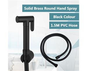 Round Black Brass Toilet Bidet Spray Kit with 1.2m PVC Water Hose