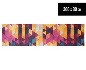 Rug Culture 300x80cm Power Loomed Modern Triangle Runner Rug - Mulberry