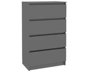 Sideboard High Gloss Grey 70x40x97cm Chipboard Drawer Cabinet Cupboard