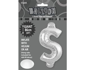 Silver $ Alphabet Foil Balloon 86cm