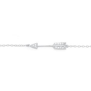 Silver 25cm CZ Arrow Anklet