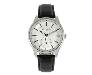 Simplify The 6600 Series Leather-Band Watch - Black/Silver