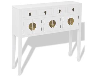 Solid Wood Sideboard Chinese Style White Storage Chest Console Cabinet