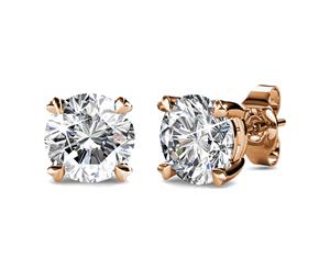 Solitaire Studs Embellished with Swarovski crystals-Rose Gold/Clear