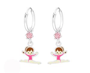 Sterling Silver Kids Gymnas hoop earringmade with Swarovski Crystal