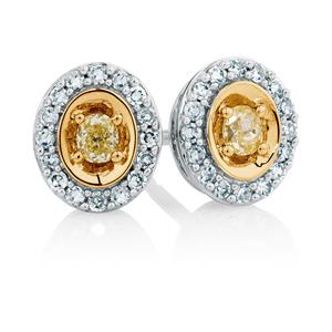 Stud Earrings with 0.30 Carat TW of Diamonds in 10ct Yellow & White Gold