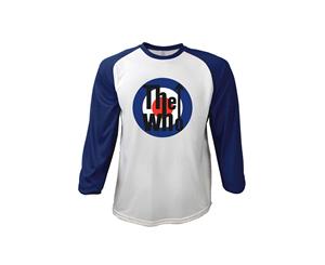 The Who T Shirt Classic Mod Target Band Logo Official 3/4 Sleeve Baseball - White