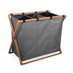 TopDry Smoke Bamboo 3 Section Laundry Hamper