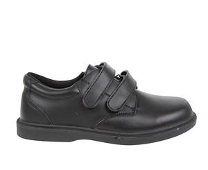 Vocab Everflex Kids Leather School Shoe Dual Strap Classic - Black