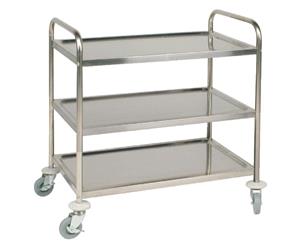 Vogue Stainless Steel 3 Tier Clearing Trolley Large