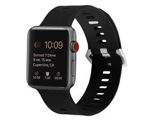 WIWU Silicone Plaid Sport Watch Band 38MM 42MM Soft Strap Watch Series 5/4/3/2/1-Black