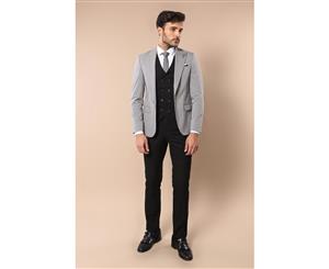 Wessi Slimfit 3 Piece Vested Black Suit with Grey Jacket