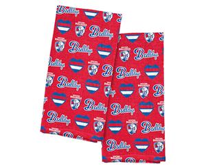 Western Bulldogs AFL Team Logo and Coloured Tea Towels (2 pack)