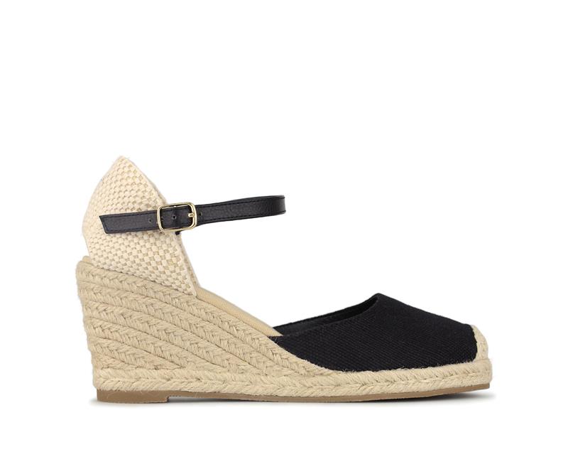 Cheap Betts Sicily Womens Canvas Casual Round Raffia Wedges