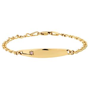 14cm (6") Baby Identity Bracelet with a Pink Cubic Zirconia in 10ct Yellow Gold