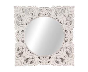 1pce 45x45cm Filigree Square Mirror White Wall Hanging - White