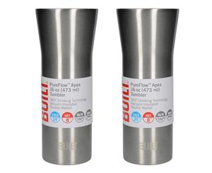 2x Built New York 473ml PureFlow Apex Vacuum Insulated Double Wall Tumbler SLV