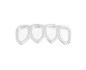 4 Teeth Silver Grill - One size fits all - HOLLOW Bottom - Silver